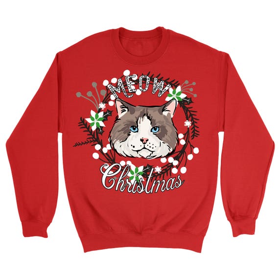 Ugly cat xmas sweater sales