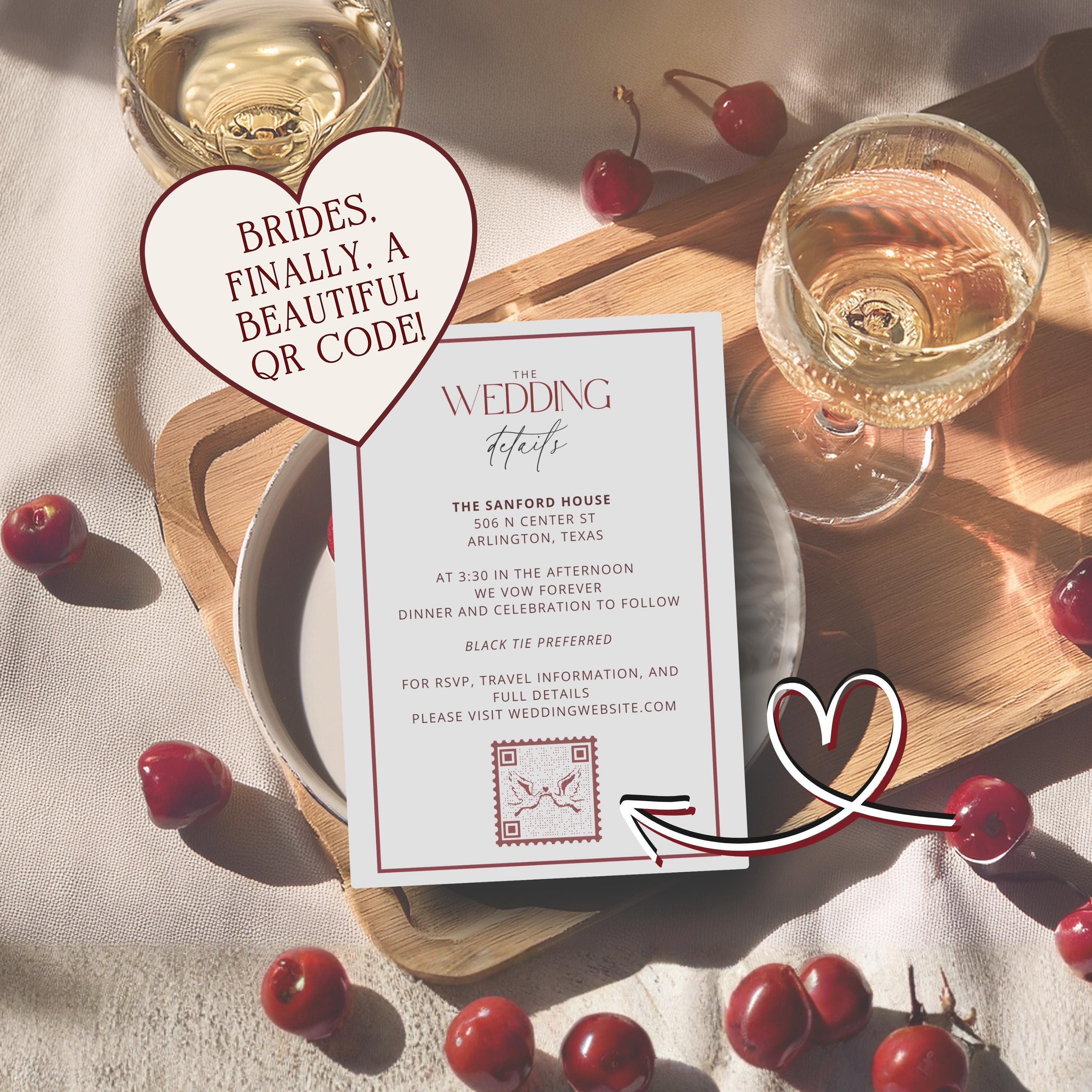 Custom Wedding QR Code | Hummingbird Design | Luxury Wedding Invite ...
