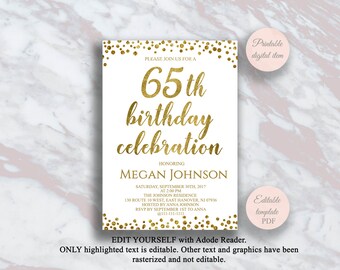 65th birthday invitations etsy 65th birthday invitations