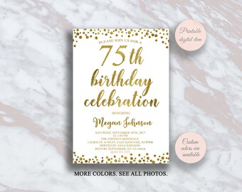 75th birthday invite etsy