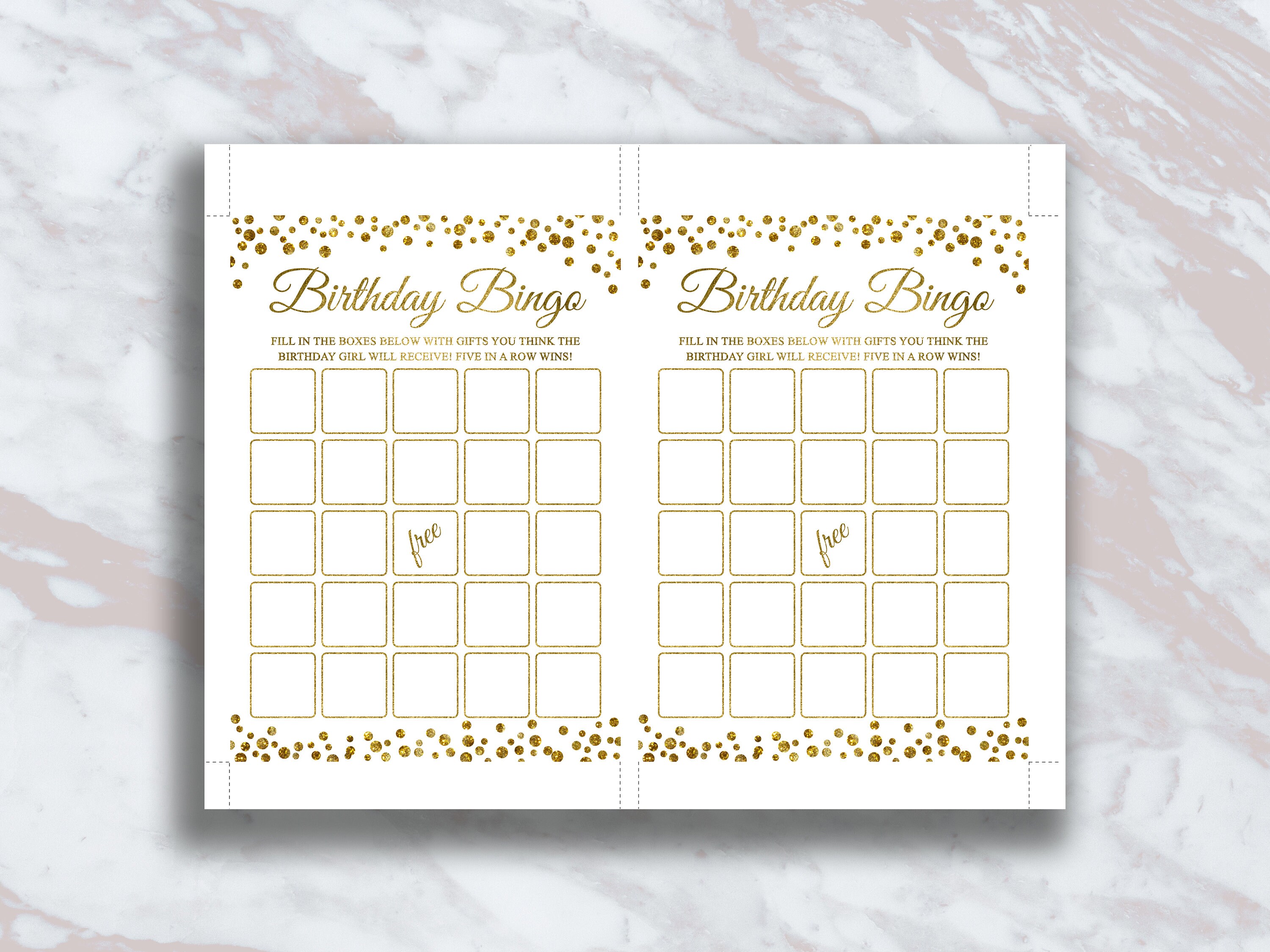 Birthday Bingo Cards Funny Birthday Games Girl Birthday | Etsy