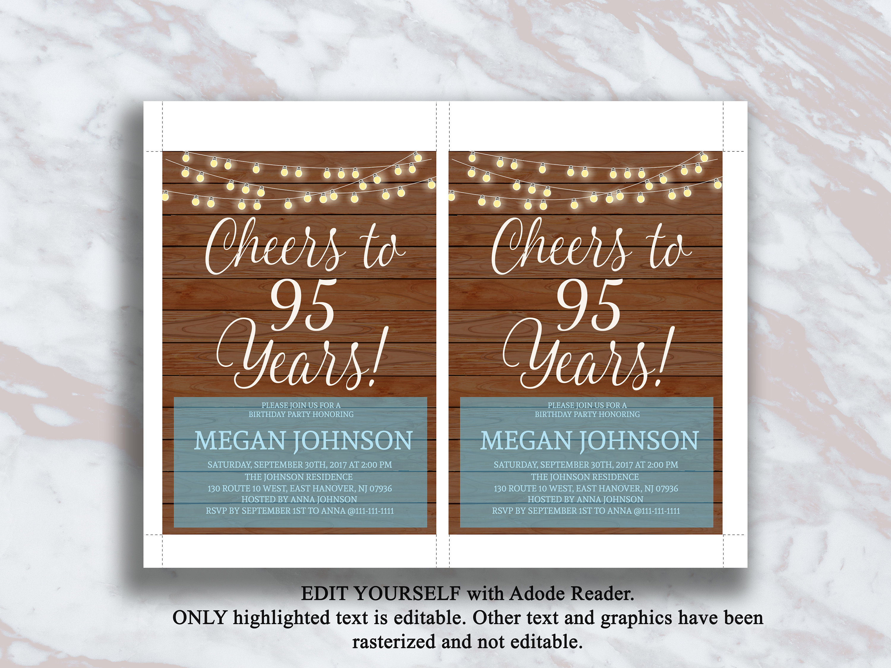Editable 95th Birthday Invitation Cheers to 95 Years Rustic Etsy Editable 95th Birthday Invitation Cheers to 95 Years Rustic Etsy