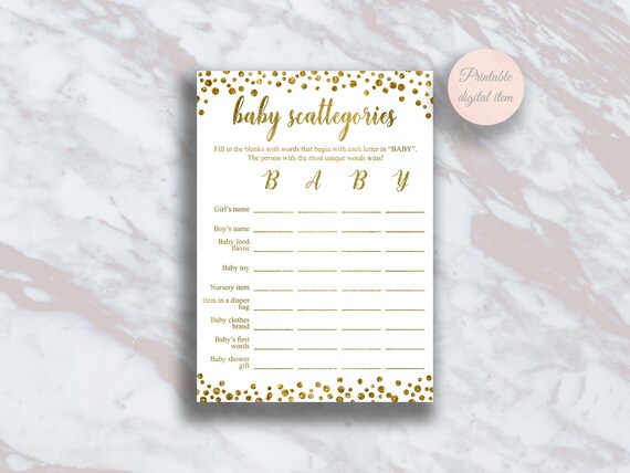 Baby Shower Scattergories Baby Shower Games Baby Etsy Baby Shower Scattergories Baby Shower Games Baby Etsy
