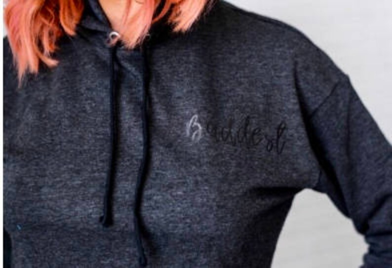 Bad babes club crop hoodie gray baddest