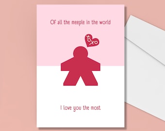 Anniversary Meeple Board Game Greeting Card, Valentine Printable Board Game, Love Gift, table,  Gamer Gift, RPG, Game Night