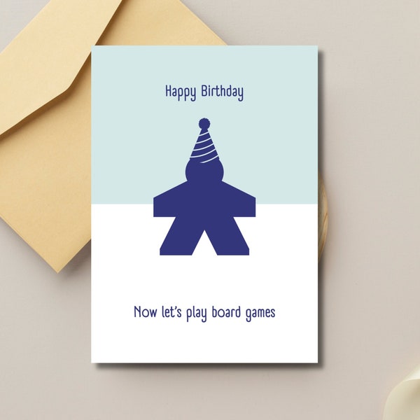 Birthday Meeple Board Game Digital Card, Tabletop Gift, Game Table Accessory, Geek Greeting Card, Board Game Gifts, Funny nerd Humor