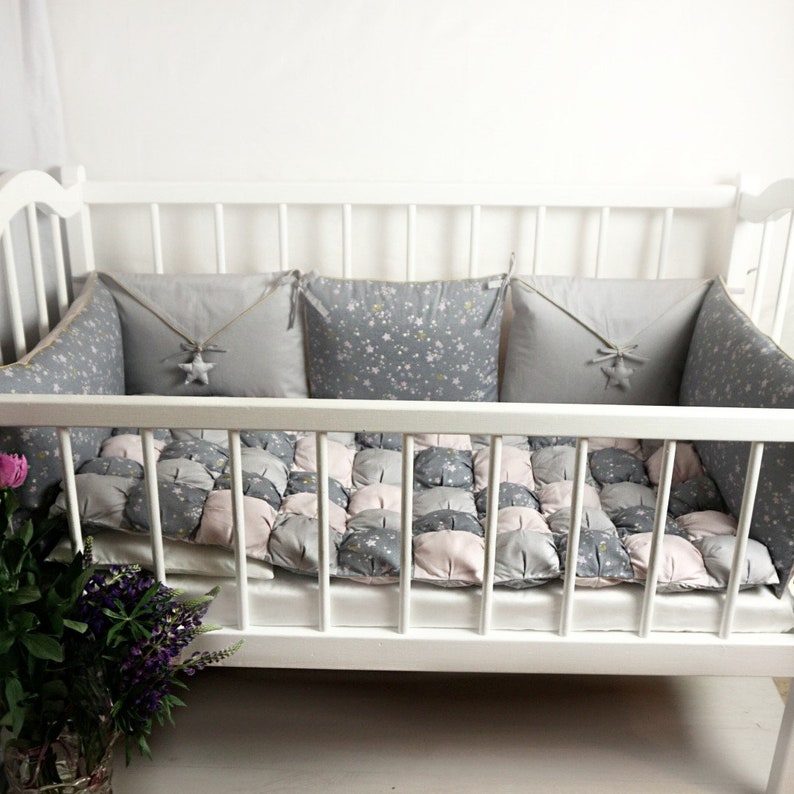 Baby Bedding Crib Set Set Of Bed Linens For Baby Crib In Gray Etsy