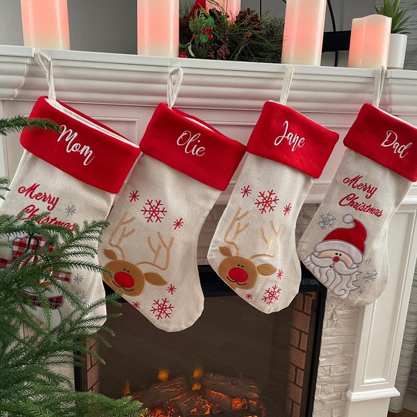 Personalized Christmas Stocking|  Santa, Snowman, Reindeer Stockings