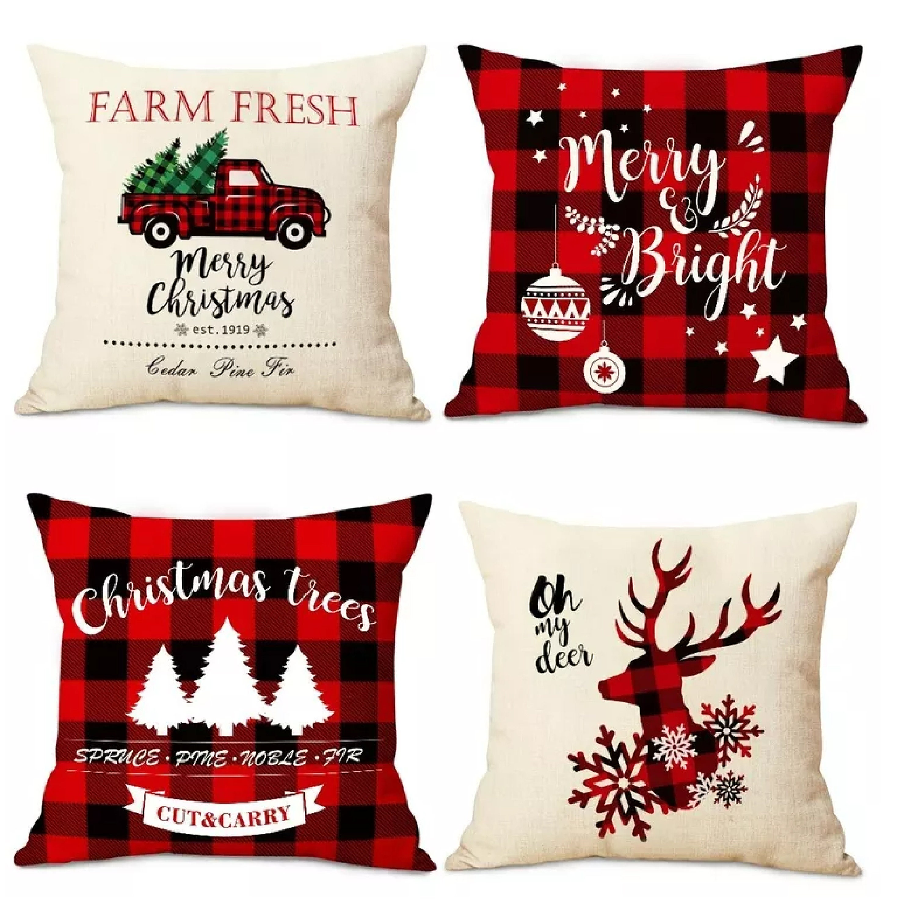 Christmas Decorations Pillow Covers 18 X Inches Set Of 4 Xmas Series