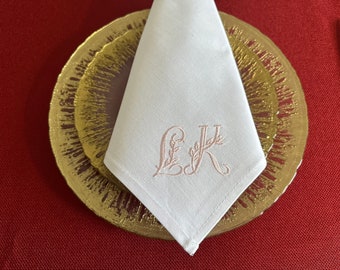 White napkins| 100% cotton |Embroidery logo| Wedding table |Wedding Gift| Anniversary| House Warming.