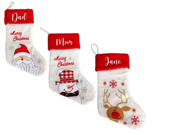 Personalized Christmas Stockings | Christmas monogrammed stocking | Embroidered Stockings with Santa Snowman Reindeer