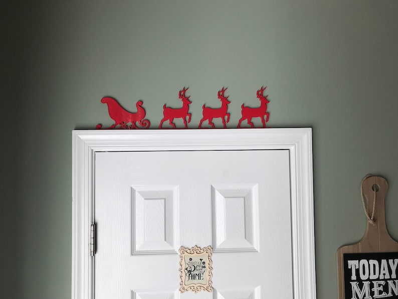 Sleigh and Reindeer Silhouette, Christmas, Holiday Door Topper image 3