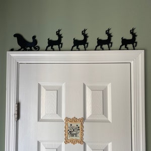 Sleigh and Reindeer Silhouette, Christmas, Holiday Door Topper image 7