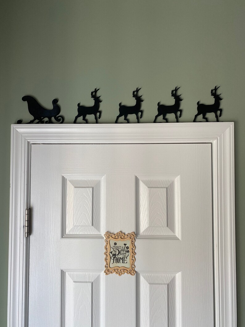 Sleigh and Reindeer Silhouette, Christmas, Holiday Door Topper image 7
