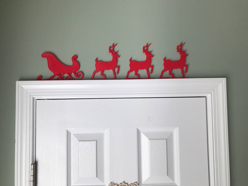 Sleigh and Reindeer Silhouette, Christmas, Holiday Door Topper image 5