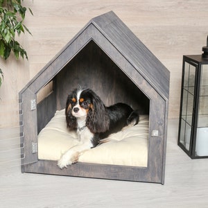 Modern dog and cat house with acrylic door PetSo. Dog crate, dog kennel, dog crate furniture, dog bed, indoor dog house, cat bed. image 2