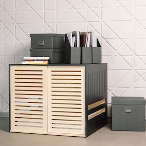 Modern dog crate with wooden sliding door with a latch Dordrecht. Dog kennel, dog house, dog bed, indoor dog house, dog furniture, dog cage.
