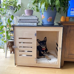 Modern dog crate with acrylic door with a latch Dordrecht. Dog kennel, dog house, dog bed, indoor dog house, dog furniture, dog cage.