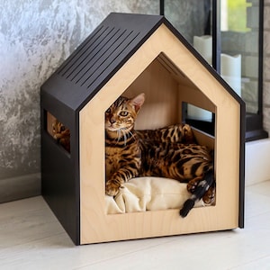 Modern dog and cat house/dog bed/cat bed/wooden pet house/modern pet house/modern pets furniture/dog pillow/cat pillow/indoor dog house image 2