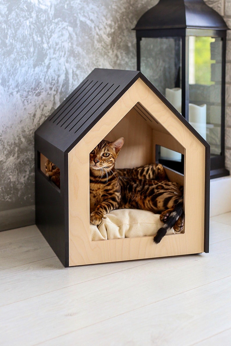 Modern dog and cat house/dog bed/cat bed/wooden pet house/modern pet house/modern pets furniture/dog pillow/cat pillow/indoor dog house image 2