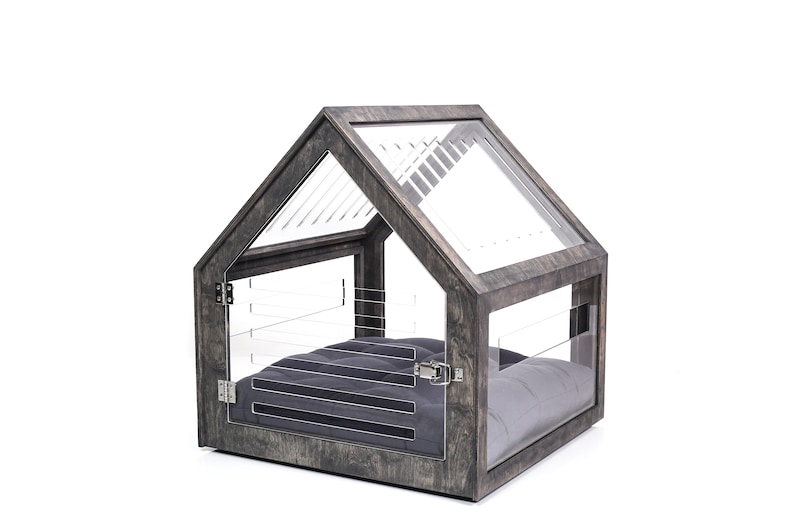 Fully transparent modern dog and cat house with acrylic sides PetSo. Dog bed, cat bed, indoor dog house, dog kennel, dog crate. image 4