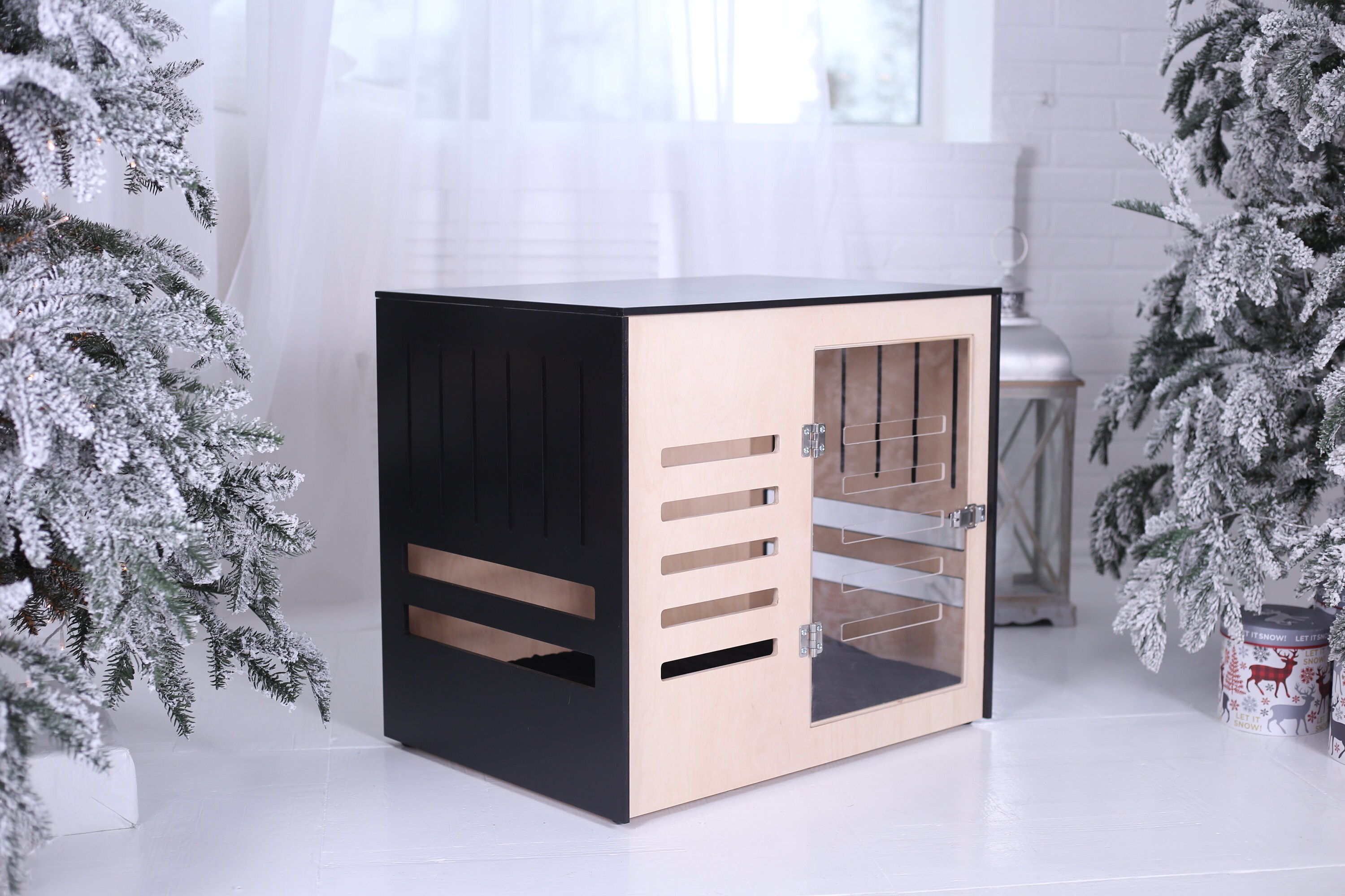 Modern dog crate with acrylic door with a latch Dordrecht. Dog Etsy