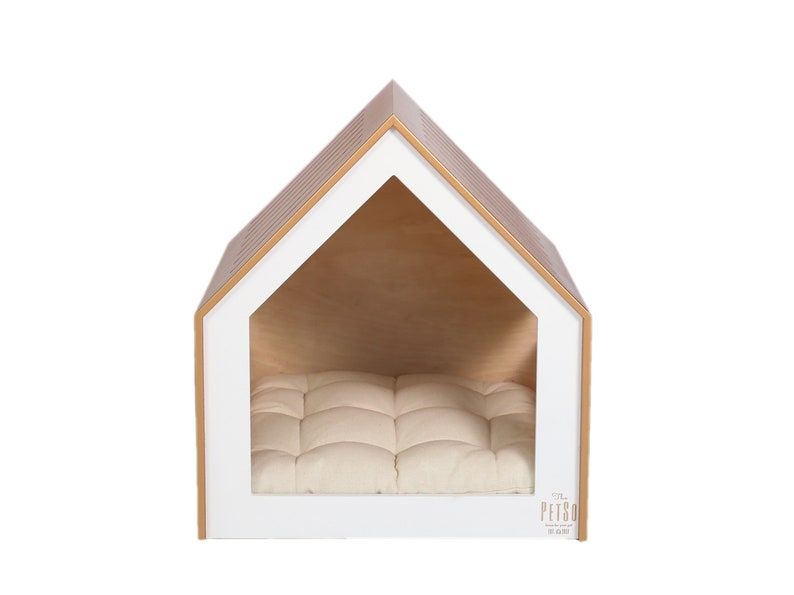 Modern and Bright Dog and Cat House Petso White Gold. Dog Bed Etsy
