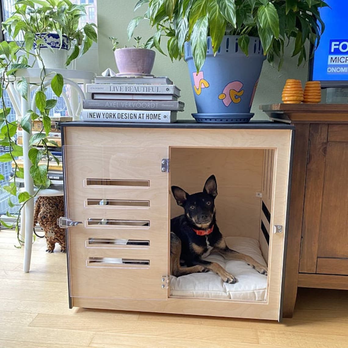 Modern dog crate with acrylic door with a latch Dordrecht. Dog Etsy