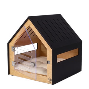 Modern dog and cat house with acrylic door PetSo. Dog bed, cat bed, dog furniture, indoor dog house, dog kennel, dog crate, dog house. image 10