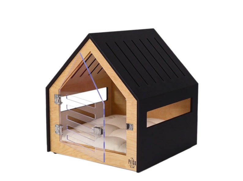 Modern dog and cat house with acrylic door PetSo. Dog bed, cat bed, dog furniture, indoor dog house, dog kennel, dog crate, dog house. image 10