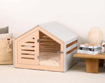 Venlo Modern Dog Crate with Acrylic Door - Wooden Indoor Dog Kennel, Esthetic Pet Furniture