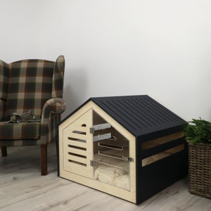 Modern design dog crate with acrylic door Venlo. Dog house/dog bed/dog furniture/indoor dog crate/dog kennel/dog crate furniture. image 4