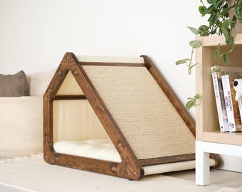 Modern cat bed with changeable scratcher and soft cotton cushion/cat scratcher/scratching post/modern cat furniture/cat cushion