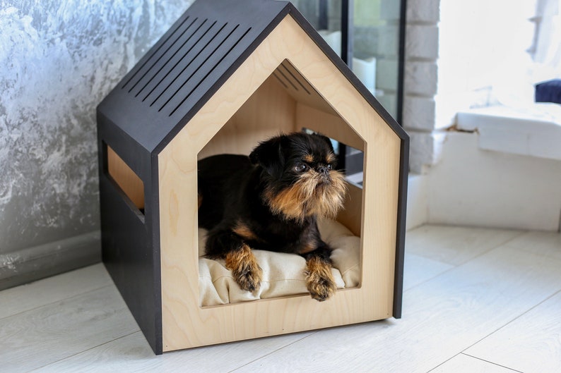 Modern dog and cat house/dog bed/cat bed/wooden pet house/modern pet house/modern pets furniture/dog pillow/cat pillow/indoor dog house image 3