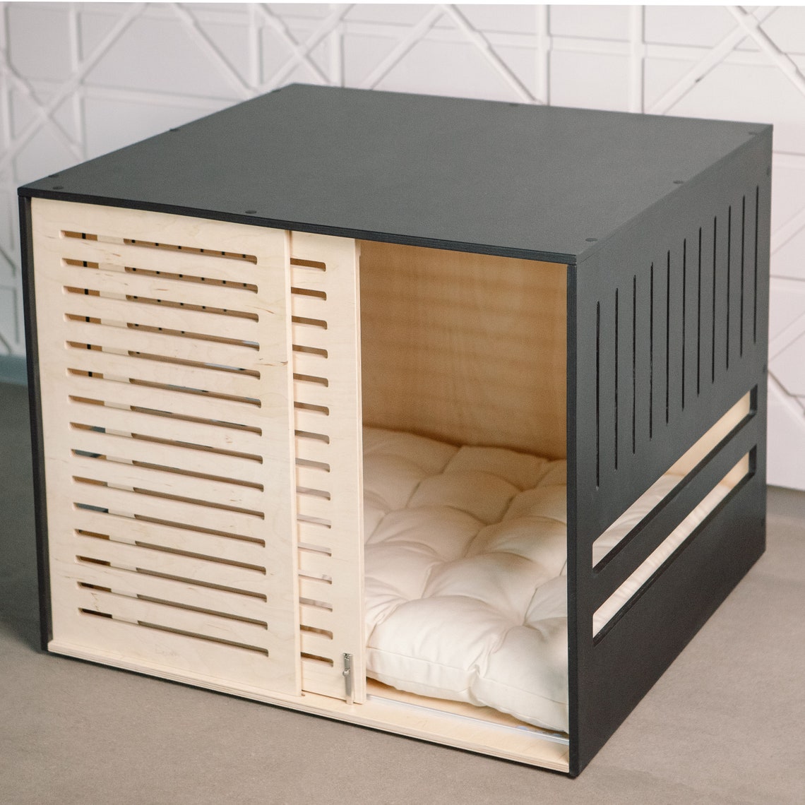 Modern Dog Crate With Sliding Door With a Latch Dordrecht. Dog Etsy