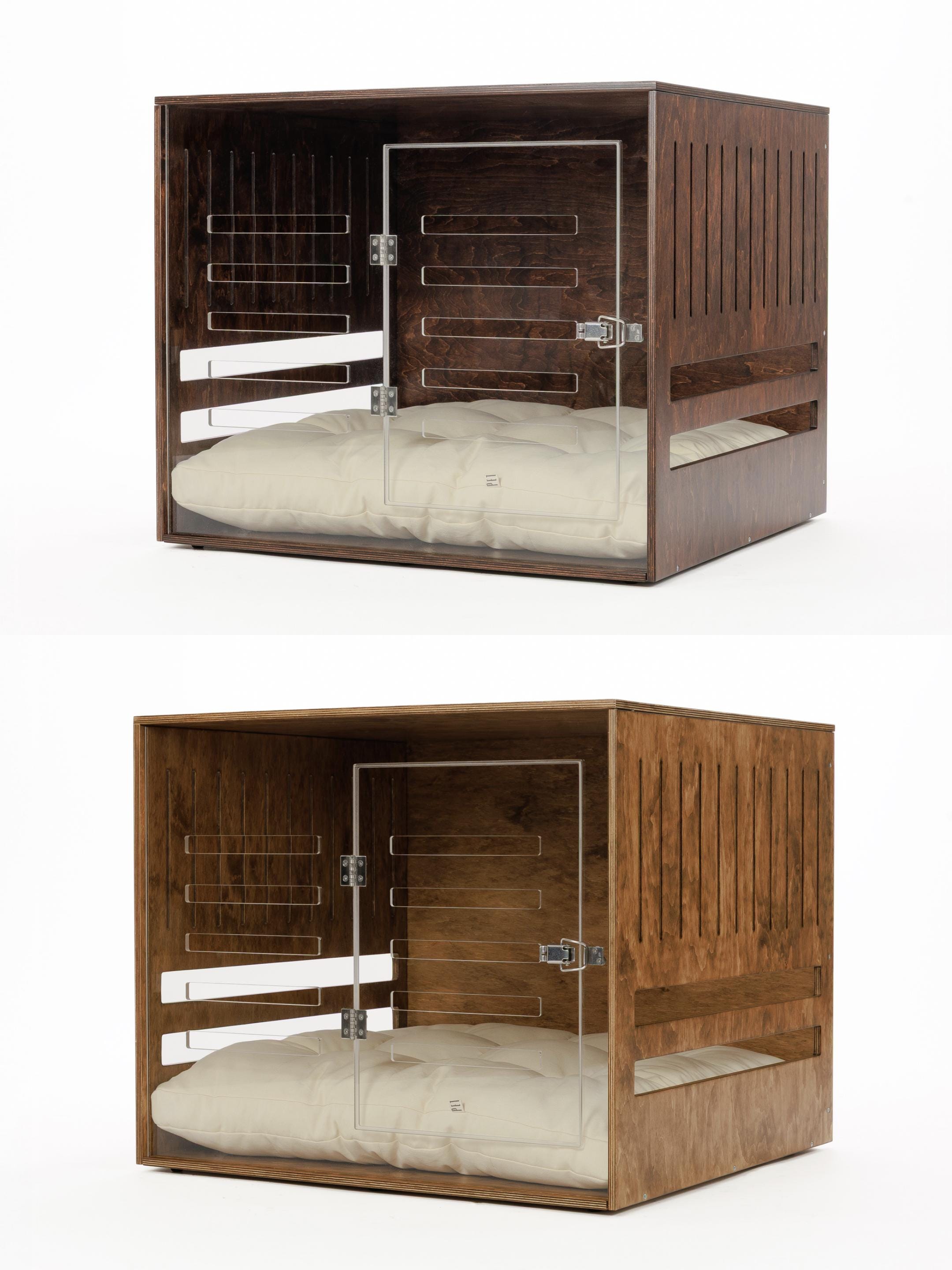 Wooden Dog Crate With Acrylic Front Panel and Door With a Latch ...