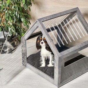 Fully transparent modern dog and cat house with acrylic sides PetSo. Dog bed, cat bed, indoor dog house, dog kennel, dog crate. image 3