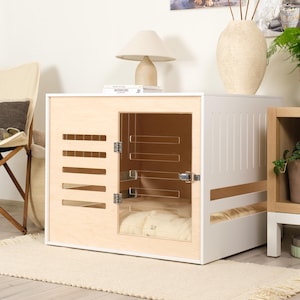 Modern dog crate with acrylic door with a latch Dordrecht. Dog kennel, dog house, dog bed, indoor dog house, dog furniture, dog cage.