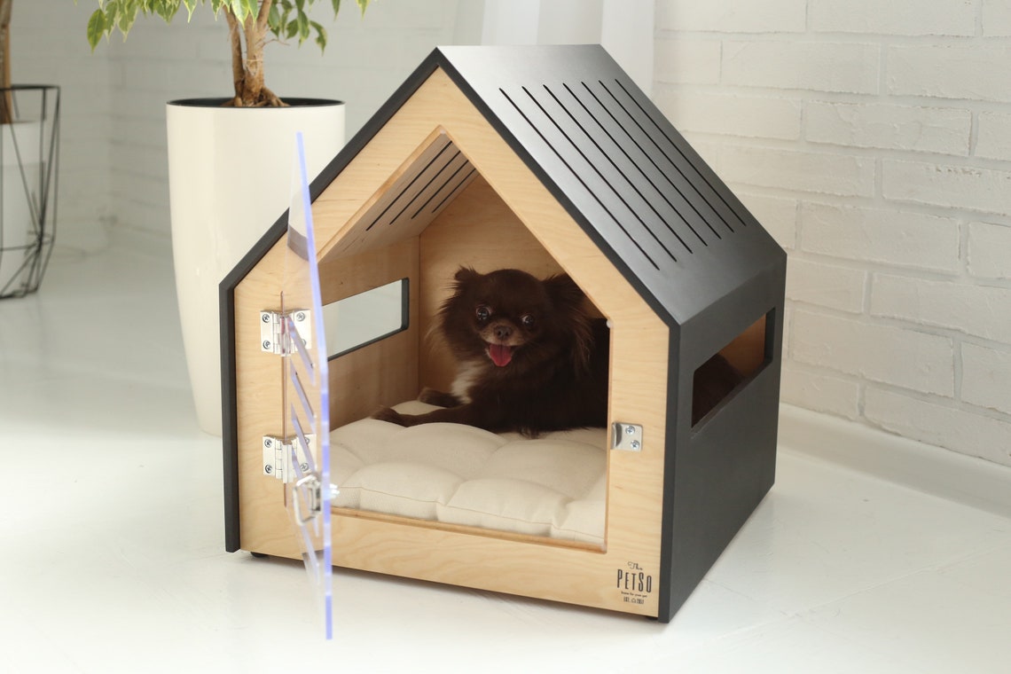 Modern Dog and Cat House With Acrylic Door Petso. Dog Bed Cat Etsy