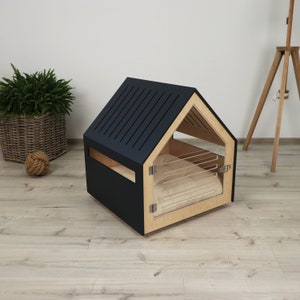 Modern dog and cat house with acrylic door PetSo. Dog bed, cat bed, dog furniture, indoor dog house, dog kennel, dog crate, dog house. image 9