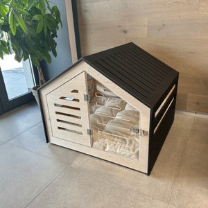 Modern design dog crate with acrylic door Venlo. Dog house/dog bed/dog furniture/indoor dog crate/dog kennel/dog crate furniture. image 3