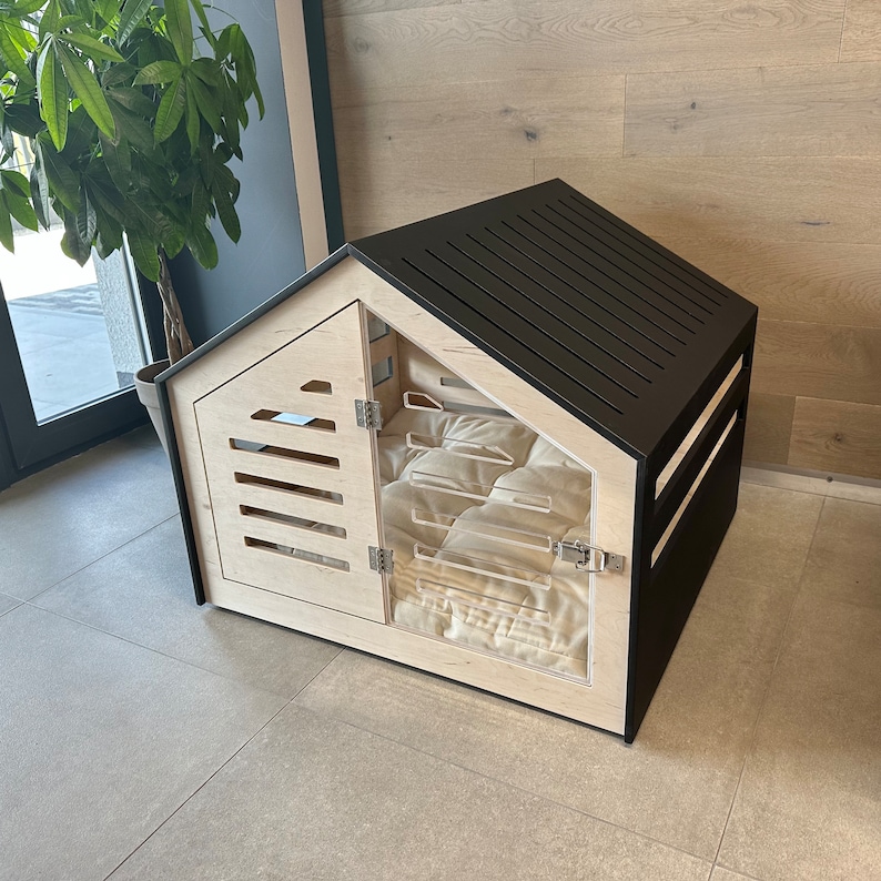 Modern design dog crate with acrylic door Venlo. Dog house/dog bed/dog furniture/indoor dog crate/dog kennel/dog crate furniture. image 3