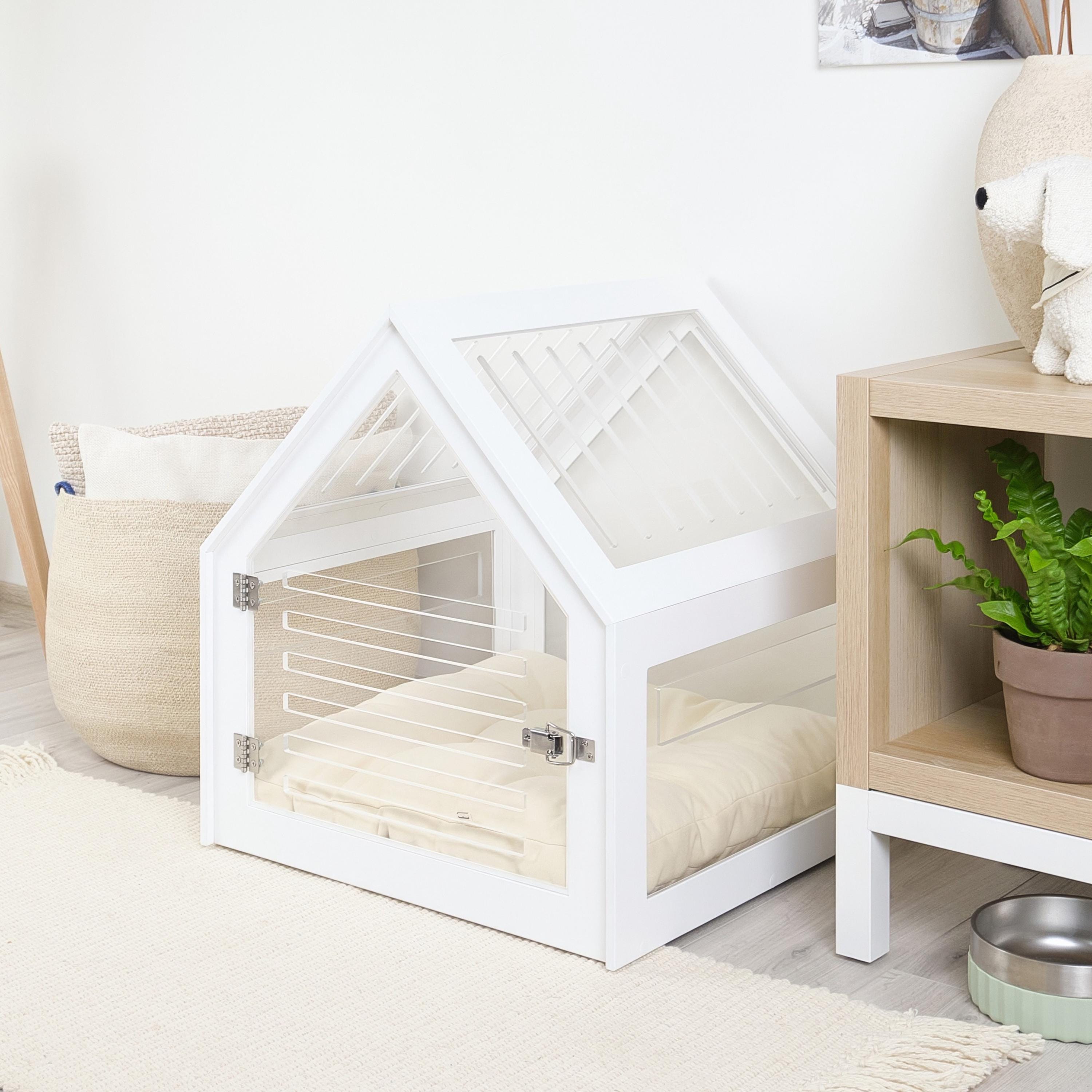 Fully Transparent Modern Dog & Cat Crate With Acrylic Sides Petso. Dog House, Bed, Indoor Kennel, Furniture