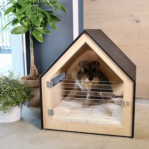 Modern dog and cat house with acrylic door PetSo. Dog bed, cat bed, dog furniture, indoor dog house, dog kennel, dog crate, dog house. image 5