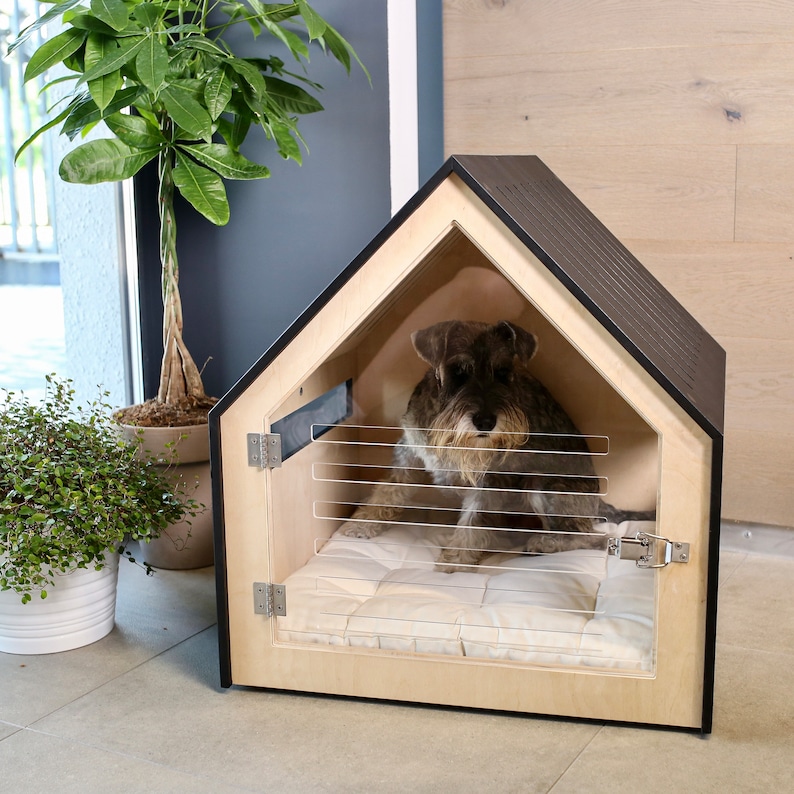 Modern dog and cat house with acrylic door PetSo. Dog bed, cat bed, dog furniture, indoor dog house, dog kennel, dog crate, dog house. image 5