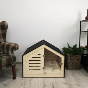 Modern design dog crate with acrylic door Venlo. Dog house/dog bed/dog furniture/indoor dog crate/dog kennel/dog crate furniture. image 6