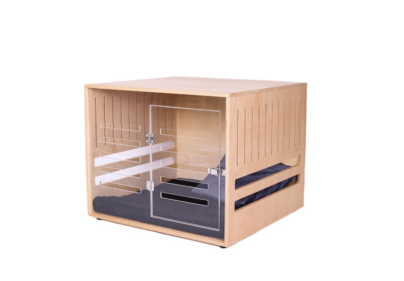 Picture of Wooden Dog Crate With Acrylic Front Panel and Door With a - Etsy