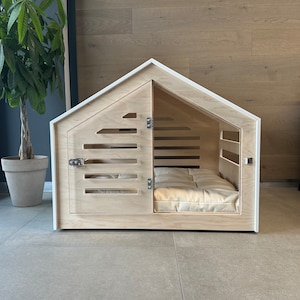 Modern design dog crate with acrylic door Venlo. Dog house/dog bed/dog furniture/indoor dog crate/dog kennel/dog crate furniture.