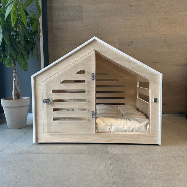 Modern design dog crate with acrylic door Venlo. Dog house/dog bed/dog furniture/indoor dog crate/dog kennel/dog crate furniture.