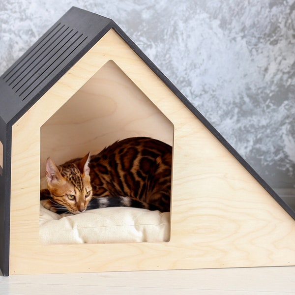 Modern cat house/cat bed/cat pillow/wooden cat house/modern cat bed/cat kennel/cat cushion/cat furniture/cat crate/cat cave/cat scratching